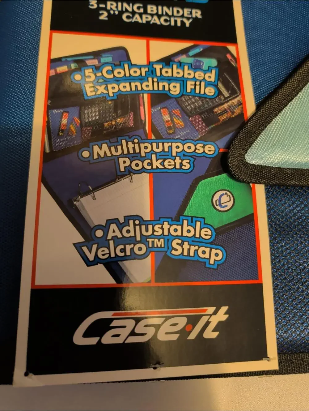 Case-it The Open Tab 3-Ring Binder Case Organizer Blue/Black